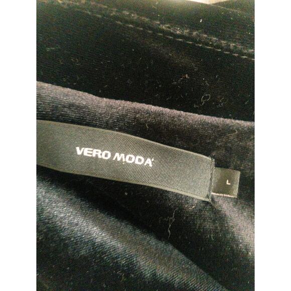 Vero Moda Black Velvet Oversized Open Front Blazer Size Large - Picture 3 of 4